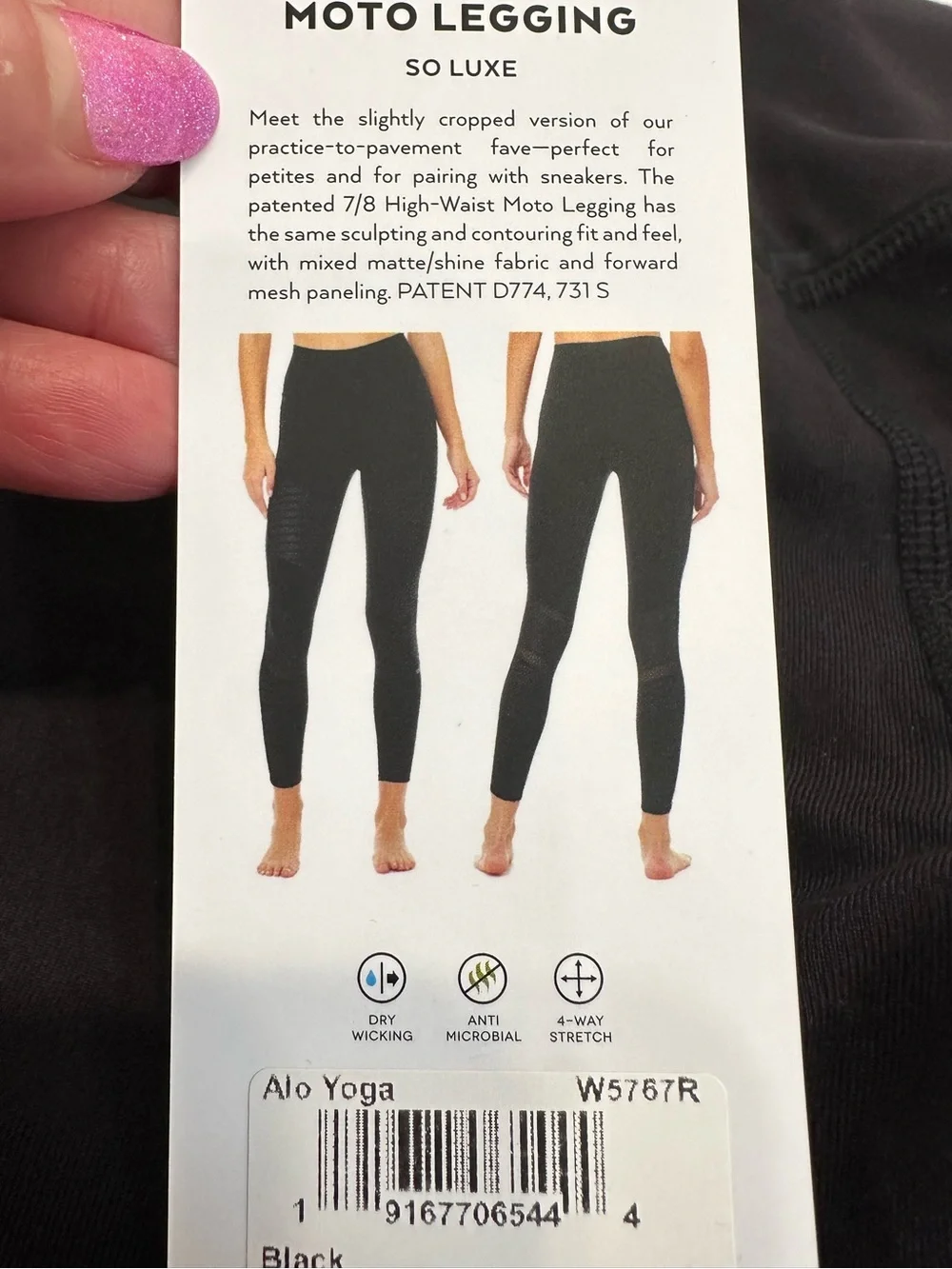 Alo Yoga 7/8 High Waist Moto Legging Black Glossy Small Gorpcore NWT